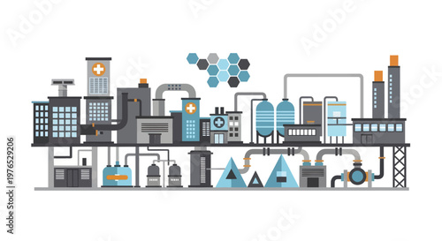 Modern Industrial Factory Complex with Advanced Technology and Infrastructure.