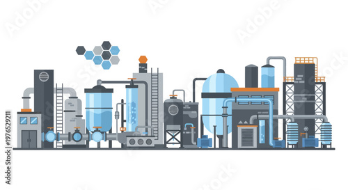 Modern industrial factory complex with advanced technology and machinery.