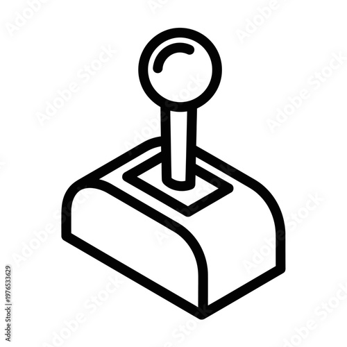 Simple Line Art Icon of a Car Gear Shift Lever.