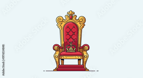 Ornate Royal Throne with Crown, Symbol of Power and Authority