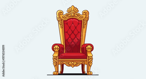 Ornate Royal Throne, Red Velvet and Gold, Symbol of Power and Royalty