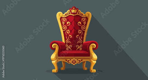 Royal Throne Chair - Majestic Red and Gold Regal Seat