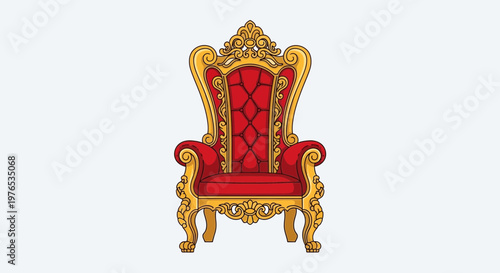 Royal Throne Chair - Red and Gold Ornate Regal Seating