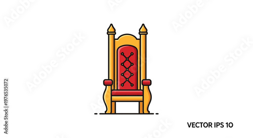Royal Throne Chair Icon - King Queen Seat Symbol