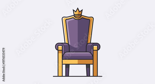 Royal Throne with Crown, Majestic Seat of Power, Royalty Symbol