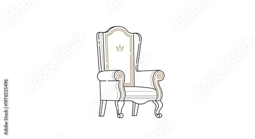 Elegant Armchair with Crown Symbol - Royalty and Luxury Concept