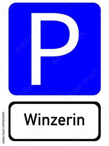 Parking sign with winzerin text, female winegrower parking