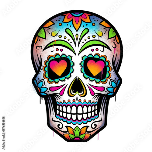 Colorful sugar skull design art.