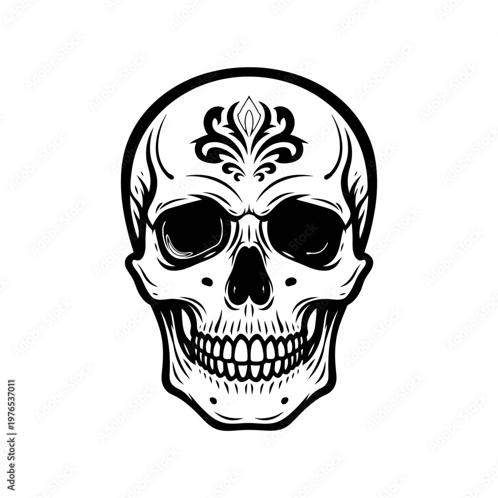 Obraz premium Decorative Skull Illustration with Floral Design.