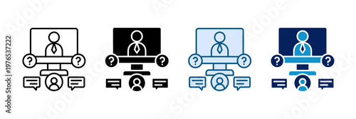 Consultation Video Icon Set Multiple Style Collection