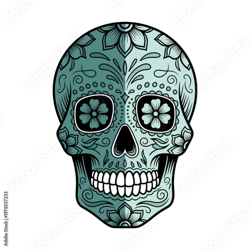 Decorative sugar skull with flowers.