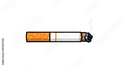 Extinguished cigarette with smoke vector illustration. Isolated cartoon style icon on a white background