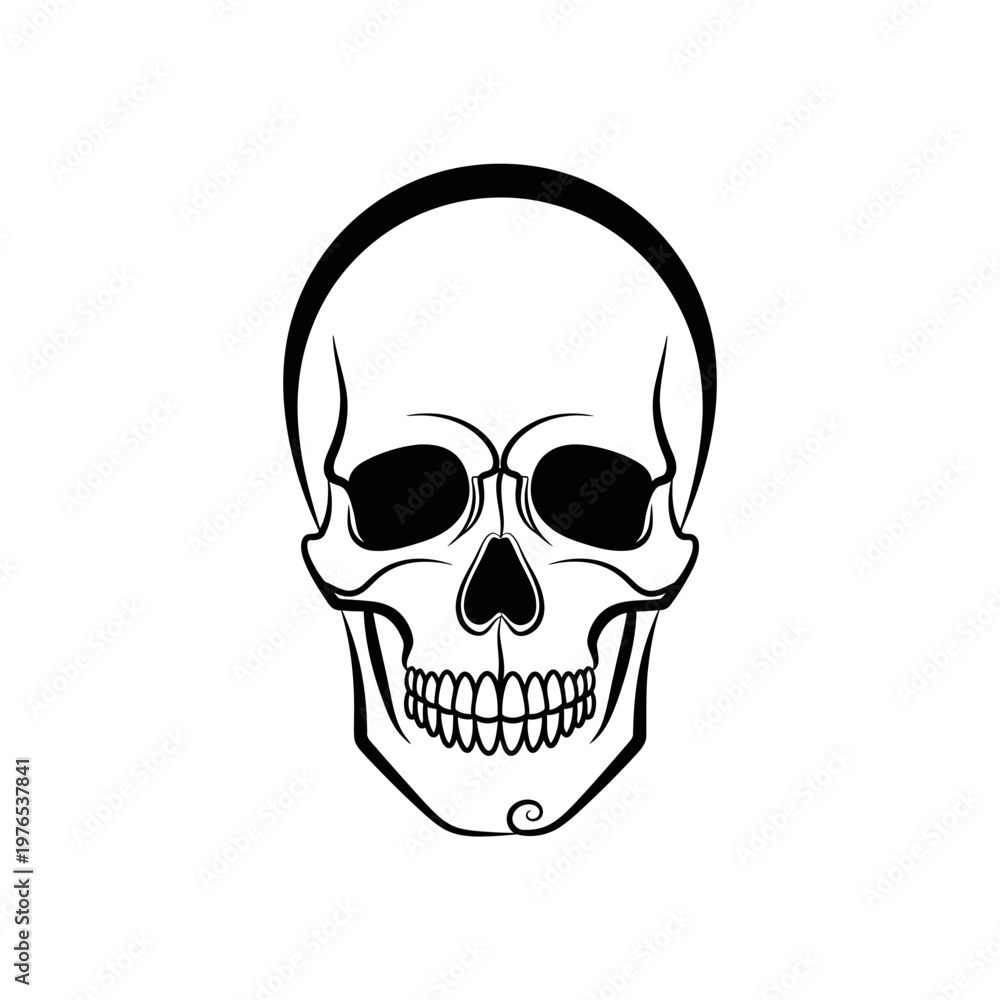 Obraz premium Black and white skull illustration art.