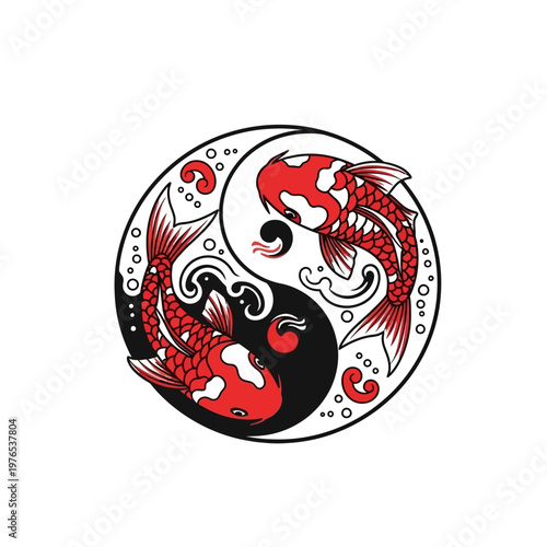 Yin Yang Koi Fish Symbol.