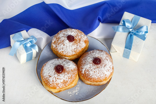 Plate with tasty donuts and...
