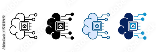 Neural Network Icon Set Multiple Style Collection