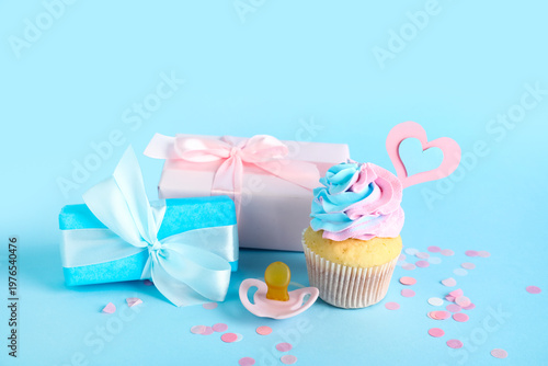 Delicious cupcake with gift...