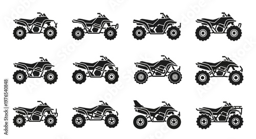 Collection of black ATV vehicles.