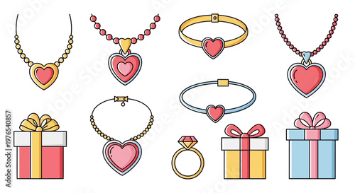 Collection of heart shaped jewelry gifts.