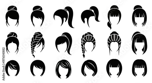 Collection of various hairstyle silhouettes.