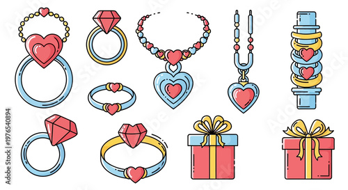 Colorful heart shaped jewelry and gifts.