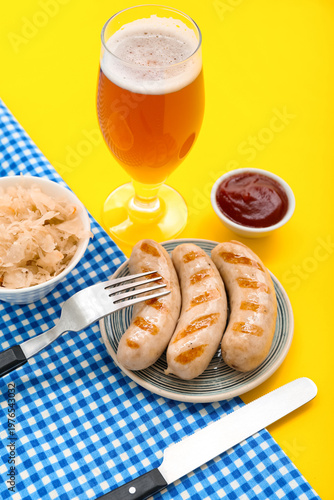 Plate with tasty Bavarian s...