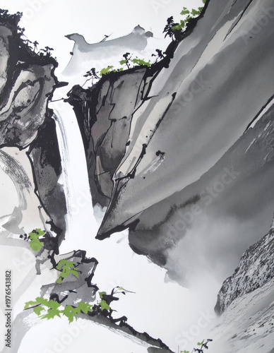 滝の水墨画