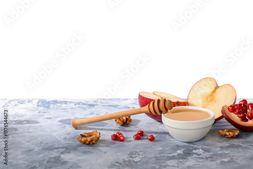 Bowl of sweet honey, fruits...