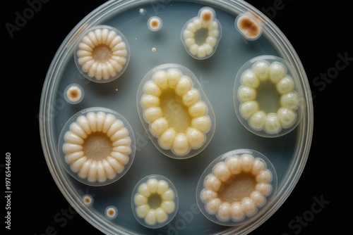 Microbiology Petri Dish Culture Growth Colony Shapes on Agar Illustration