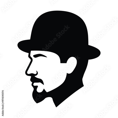 Mysterious man donning a classic bowler hat in silhouette style