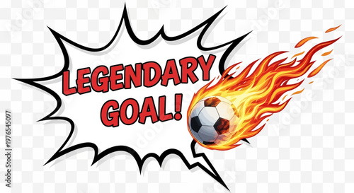Legendary Goal! Flaming Soccer Ball with Comic Book Explosion Effect