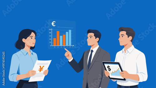 Business team discussing financial data