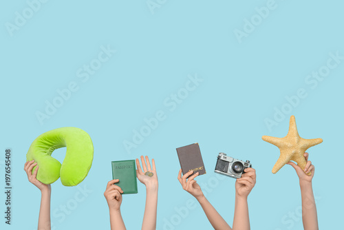 Female hands with passports...