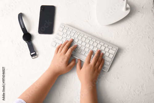 Female programmer using com...