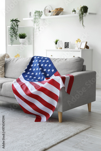 Sofa with USA flag in inter...