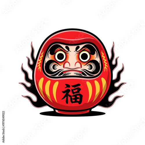 Japanese Daruma doll face closeup.
