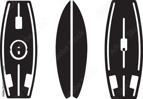 Flat Vector Icon Set of Stand Up Paddle Board Shapes for Water Sports Equipment Illustration