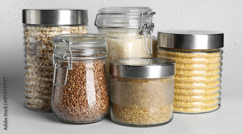 Glass jars with different c...