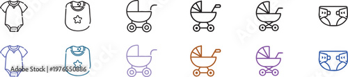 Baby Care Line Icons Collection and editable icon 