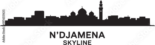 N'djamena skyline silhouette with mosque and minaret towers on a transparent background vector