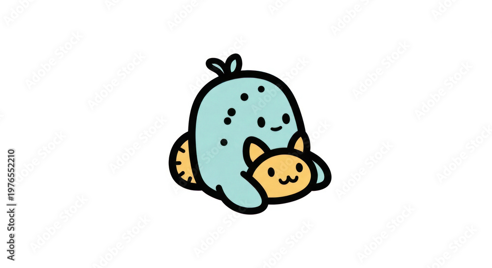 Fototapeta premium Cute cartoon vector illustration of a happy butterfly and caterpillar isolated on a white background featuring a funny insect character in a nature art style