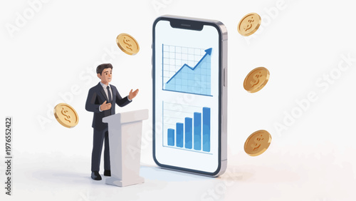 Businessman presenting financial growth