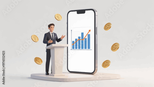 Businessman presenting financial growth