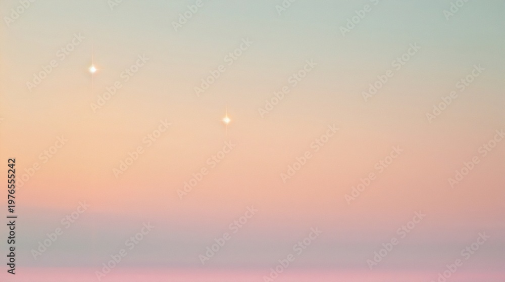 Fototapeta premium Two Shining Stars in a Pastel Gradient Sky