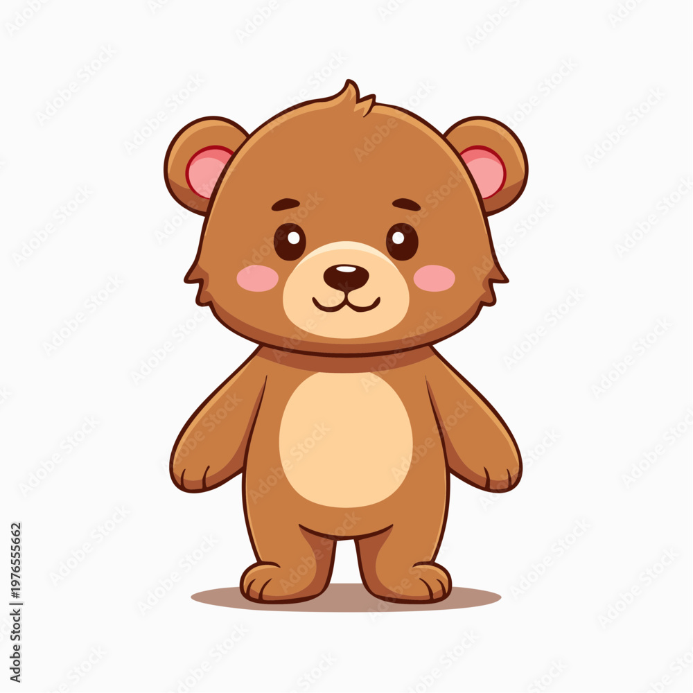 Fototapeta premium Cute Cartoon Teddy Bear Character, Vector Illustration on White Background