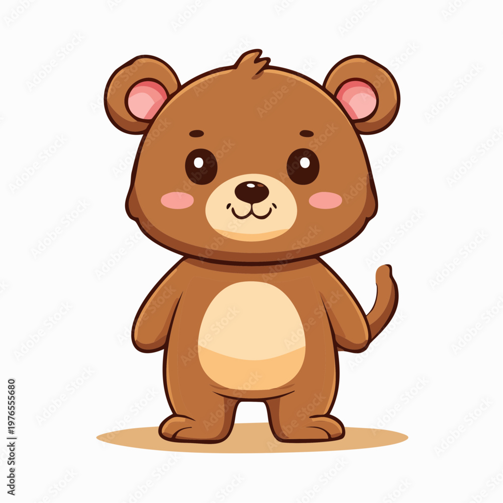 Obraz premium Cute Cartoon Teddy Bear Character, Vector Illustration on White Background