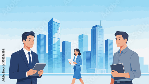 Business people in cityscape