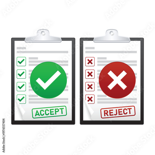 Clipboard with Accept and Reject File Vector Illustration