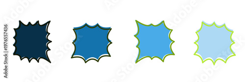 Blue and green jagged speech bubbles for eco conscious brand promotions and sustainable business sales