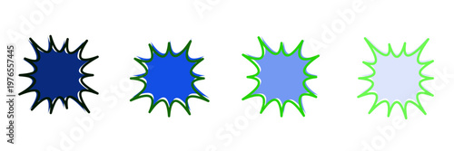 Set of hand drawn comic book explosion bubbles for digital storytelling and gamification icons